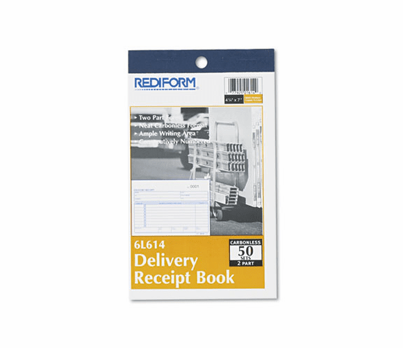 RED6L614 Delivery Receipt Book, 6 3/8 x 4 1/4, Two-Part Carbonless, 50 Sets/Book By REDIFORM OFFICE PRODUCTS