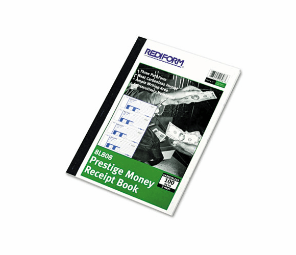 RED8L808 Money Receipt Book, 7 x 2 3/4, Carbonless Triplicate, 100 Sets/Book By REDIFORM OFFICE PRODUCTS