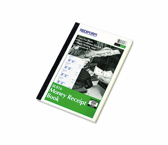 RED8L816 Money Receipt Book, 2 3/4 x 7, Carbonless Duplicate, 400 Sets/Book By REDIFORM OFFICE PRODUCTS