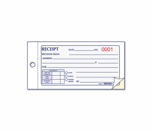 RED8L820 Small Money Receipt Book, 5 x 2 3/4, Carbonless Duplicate, 50 Sets/Book By REDIFORM OFFICE PRODUCTS