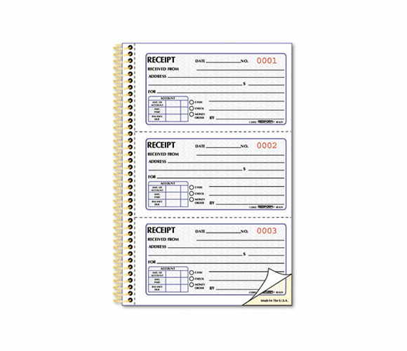 RED8L829 Money Receipt Book, 2 3/4 x 5, Two-Part Carbonless, 225 Sets/Book By REDIFORM OFFICE PRODUCTS