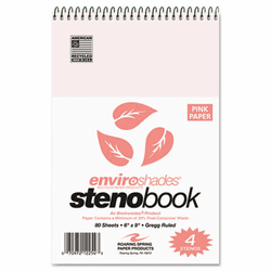 ROA12254 Enviroshades Steno Notebook, Gregg, 6 x 9, Pink, 80 Sheets/Pad, 4/Pack By ROARING SPRING PAPER PRODUCTS
