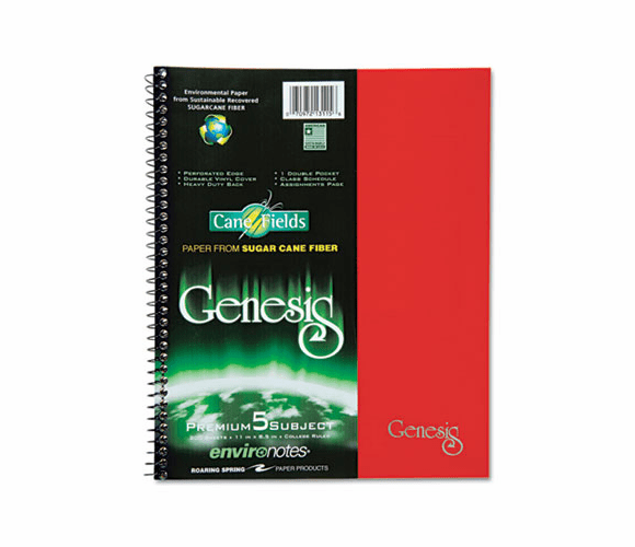 ROA13115 Genesis Notebook, College Rule, 11 x 9, 5 Subject, 200 Sheets/Pad, Assorted By ROARING SPRING PAPER PRODUCTS
