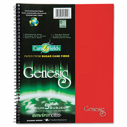 ROA13115 Genesis Notebook, College Rule, 11 x 9, 5 Subject, 200 Sheets/Pad, Assorted By ROARING SPRING PAPER PRODUCTS