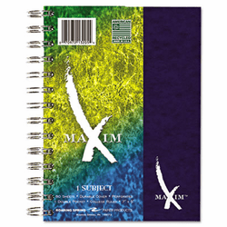 ROA13205 Maxim Notebook, College Rule, 7 x 5, 1 Subject, 80 Sheets/Pad, Assorted By ROARING SPRING PAPER PRODUCTS