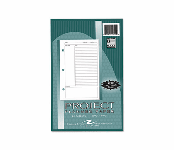 ROA20820 Project Planner Paper, 8 1/2 x 5 1/2, White, 80 Sheets/Pad By ROARING SPRING PAPER PRODUCTS