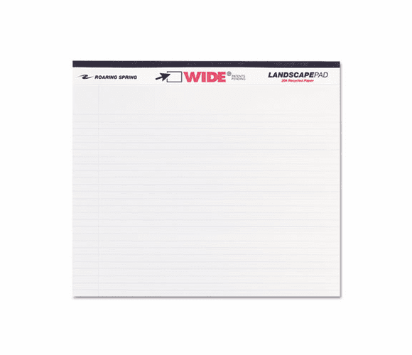 ROA74500 Landscape Format Writing Pad, College Ruled, 11 x 9-1/2, White, 40 Sheets/Pad By ROARING SPRING PAPER PRODUCTS