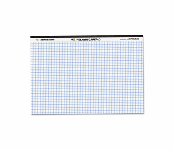 ROA74505 Landscape Format Writing Pad, Quad Ruled, 11 x 9-1/2, White, 40 Sheets/Pad By ROARING SPRING PAPER PRODUCTS
