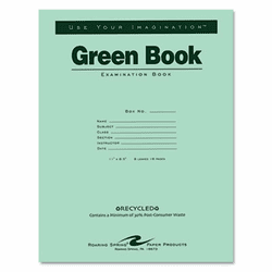 ROA77509 Green Books Exam Books, Stapled, Wide Rule,11 x 8 1/2, 8 Sheets/16 Pages By ROARING SPRING PAPER PRODUCTS