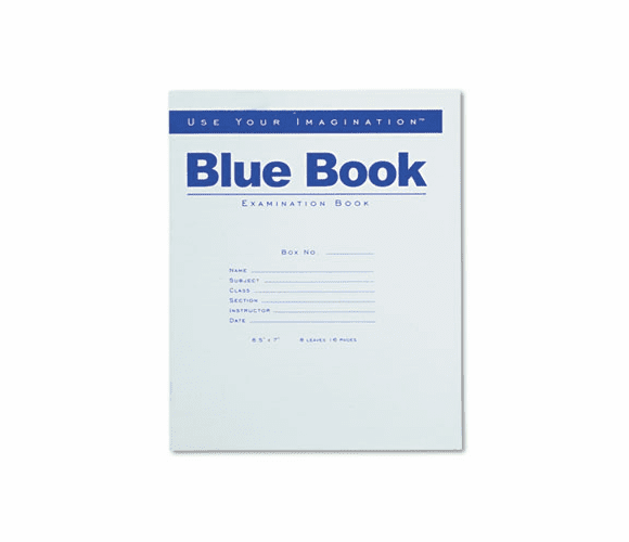 ROA77512 Exam Blue Book, Wide Rule, 8-1/2 x 7, White, 8 Sheets/16 Pages By ROARING SPRING PAPER PRODUCTS