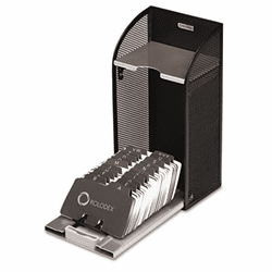 ROL1734235 Two-Tone Mesh Photo Frame Card File Holds 300 2 1/4 x 4 Cards, Black/Silver By ROLODEX