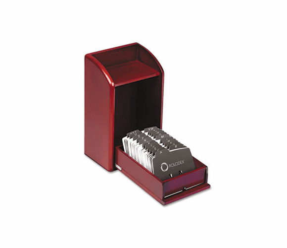 ROL1734243 Wood Tones Photo Frame Business Card File Holds 300 2 1/4 x 4 Cards, Mahogany By ROLODEX