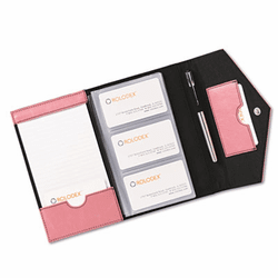 ROL1734452 Resilient Business Card Book, Faux Leather, Pink By ROLODEX