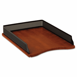 ROL1813860 Distinctions Self-Stacking Desk Tray, Metal/Wood, Black/Cherry By ROLODEX