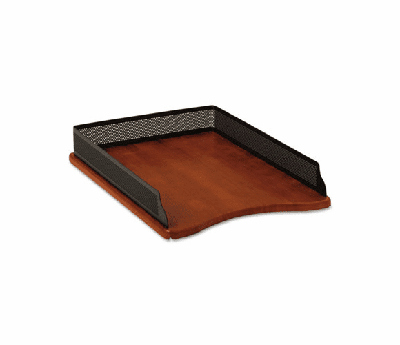 ROL1813860 Distinctions Self-Stacking Desk Tray, Metal/Wood, Black/Cherry By ROLODEX