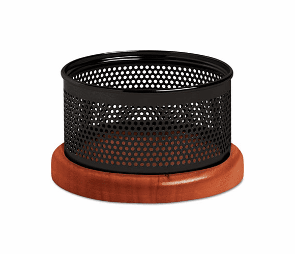 ROL1813863 Distinctions Paper Clip Holder, Metal/Wood, 3 7/8 x 4 1/8 x 2 3/8, Black/Cherry By ROLODEX