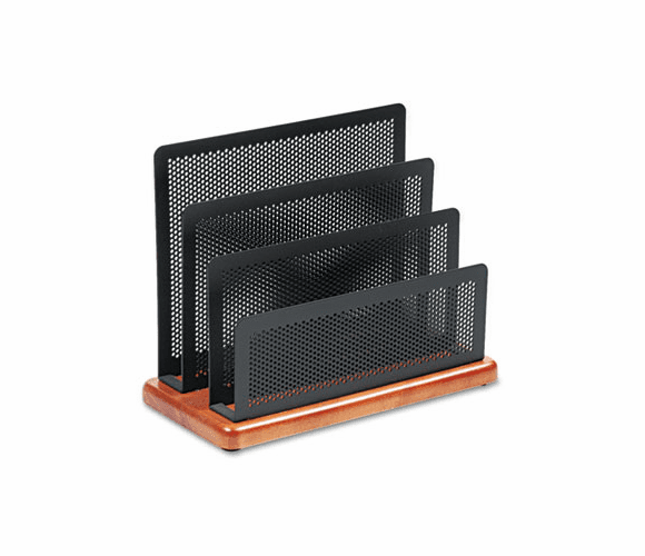 ROL1813864 Mini Sorter, Three Sections, Metal/Wood, 7 1/2 x 3 1/2 x 5 3/4, Black/Cherry By ROLODEX