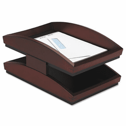ROL19260 Executive Woodline II Front Loading Letter Desk Tray, Two Tier, Wood, Mahogany By ROLODEX
