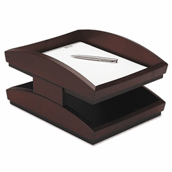 ROL19270 Executive Woodline II Front Loading Legal Desk Tray, Two Tier, Wood, Mahogany By ROLODEX