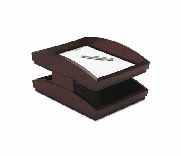 ROL19270 Executive Woodline II Front Loading Legal Desk Tray, Two Tier, Wood, Mahogany By ROLODEX