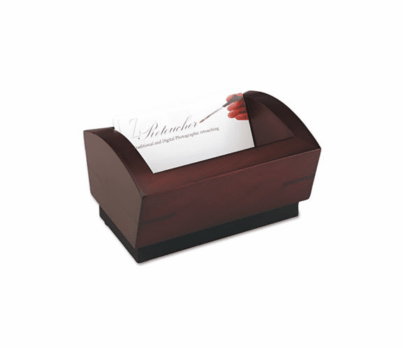 ROL19386 Executive Woodline II Business Card Holder for 100 2 1/4 x 4 Cards, Mahogany By ROLODEX