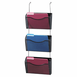 ROL21961 Three-Pack Wire Mesh Wall Files, Letter, Three Pockets, Black By ROLODEX