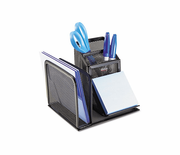 ROL22171 Wire Mesh Desk Organizer with Pencil Storage, 5 3/4 x 5 1/8 x 5 1/8, Black By ROLODEX