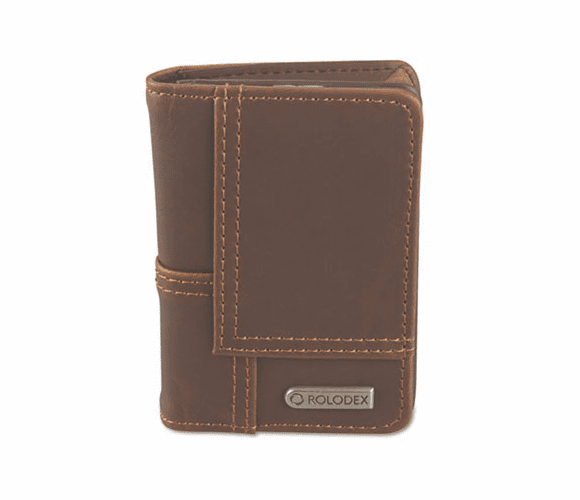 ROL22335 Explorer Leather Personal Card Case, 36-Card Capacity, 2 3/4 x 4, Brown By ROLODEX