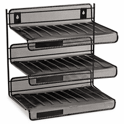 ROL22341 Mesh Three-Tier Letter Size Desk Shelf, 12 1/2 x 9 1/4 x 12 1/2, Black By RUBBERMAID