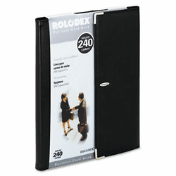 ROL26507 Faux Leather Business Card Book Holds 240 2 1/4 x 4 Cards, Black/Silver By ROLODEX