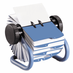 ROL63299 Colored Open Rotary Business Card File with 24 Guides, Blue By ROLODEX