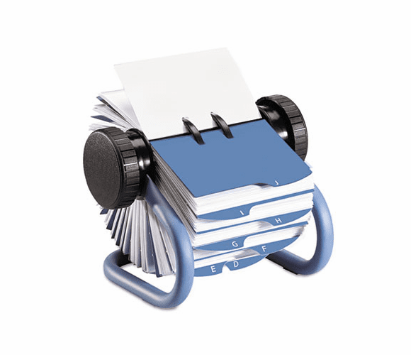 ROL63299 Colored Open Rotary Business Card File with 24 Guides, Blue By ROLODEX