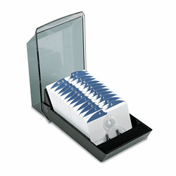 ROL67011 Covered Tray Card File w/24 A-Z Guides Holds 500 2 1/4 x 4 Cards, Black By ROLODEX