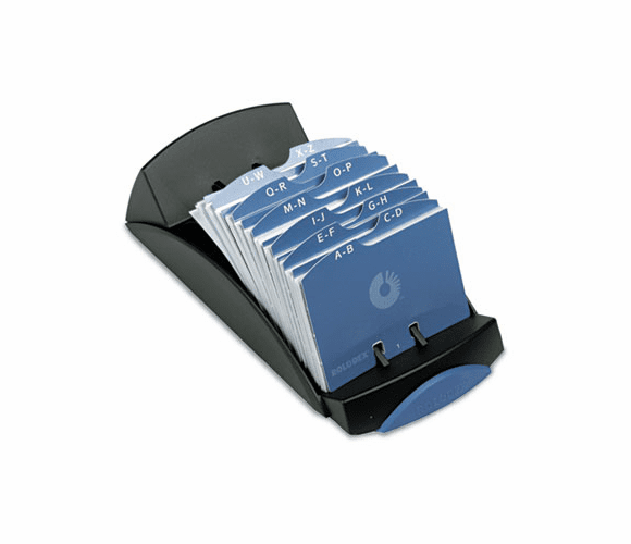 ROL67186RR Open Tray Business Card File, 100 Sleeves, Black By ROLODEX