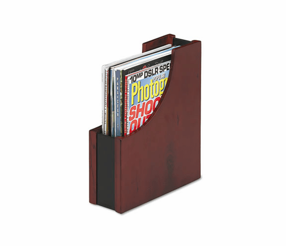 ROL81768 Wood and Faux Leather Magazine File, 3 1/2 x 10 x 11 13/16, Black/Mahogany By ROLODEX