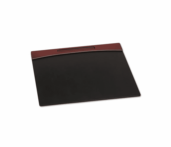 ROL81769 Mahogany Wood and Black Faux Leather Desk Pad, 23 7/8 x 19 7/8 x 11/16 By ROLODEX