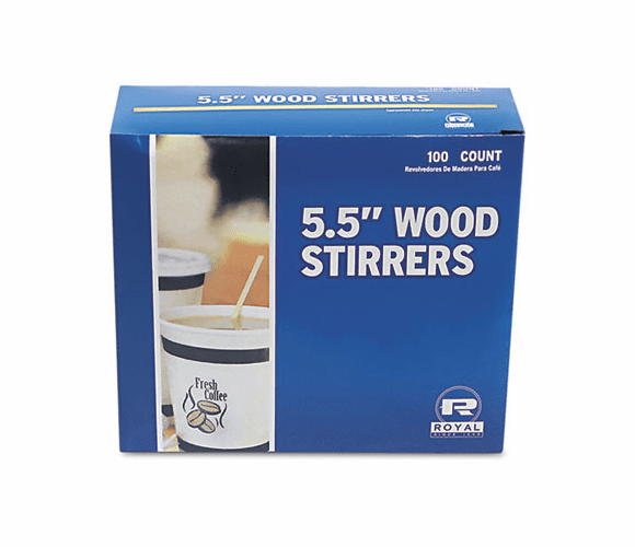 RPPR810 Wood Coffee Stirrers, 5-1/2" Long, Woodgrain, 1000 Stirrers/Box By ROYAL PAPER PRODUCTS