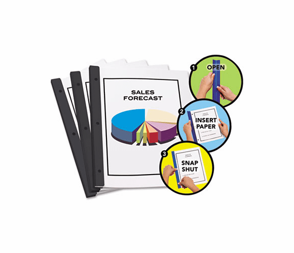 RTG13008 Redi-Bind Binder Bars, 50-Sheet Capacity, Black, 12/Pack By REDI-TAG CORPORATION