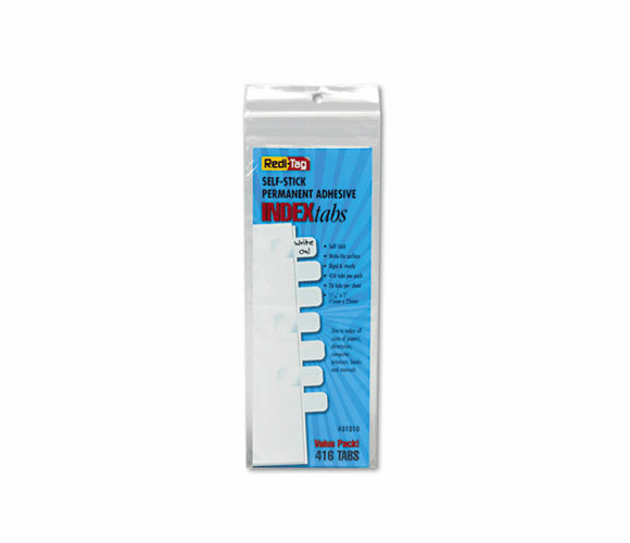 RTG31010 Side-Mount Self-Stick Plastic Index Tabs, 1in, White, 416/Pack By REDI-TAG CORPORATION