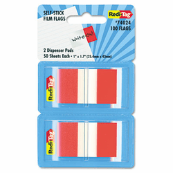 RTG74024 Page Flags in Pop-Up Dispenser, 1 x 1 7/10, Red, 100/Pack By REDI-TAG CORPORATION