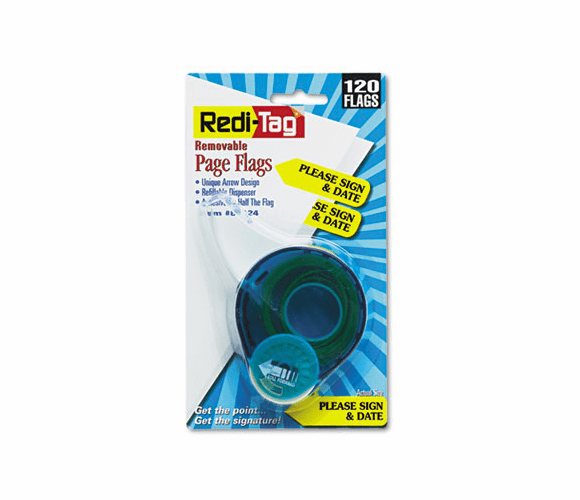 RTG81124 Arrow Page Flags in Dispenser, "Please Sign and Date", Yellow, 120 Flags By REDI-TAG CORPORATION