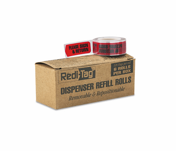 RTG91037 Message Arrow Flag Refills, "Please Sign & Return", Red, 6 Rolls of 120 Flags By REDI-TAG CORPORATION
