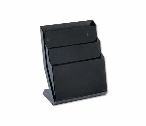 RUB16633 Three-Pocket Desktop Stand, Plastic, 13 1/4 x 7 1/8 x 16, Smoke By RUBBERMAID