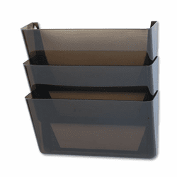 RUB47021ROS Stak-A-File Three Pocket Wall File, Letter, Smoke By RUBBERMAID