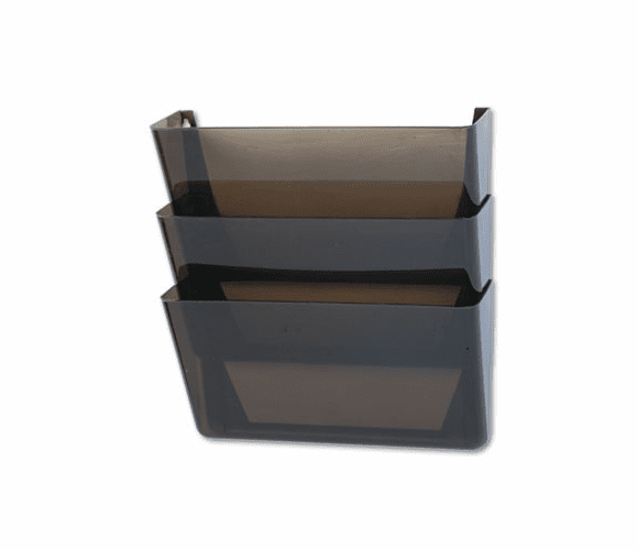 RUB47021ROS Stak-A-File Three Pocket Wall File, Letter, Smoke By RUBBERMAID