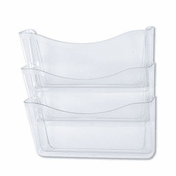 RUB65976ROS Unbreakable Three Pocket Wall File Set, Letter, Clear By RUBBERMAID
