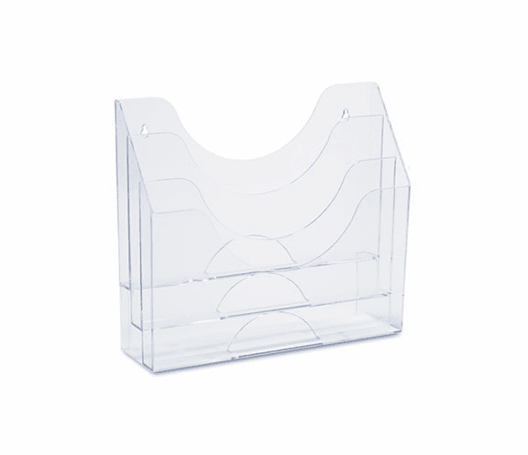 RUB96050ROS Three-Pocket File Folder Organizer, Plastic, 13 x 3 1/2 x 11 1/2, Clear By RUBBERMAID