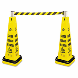 RCP628700YW Portable Barricade System, Plastic, 12 1/4 x 12 1/4 x 39 3/4, Yellow By RUBBERMAID