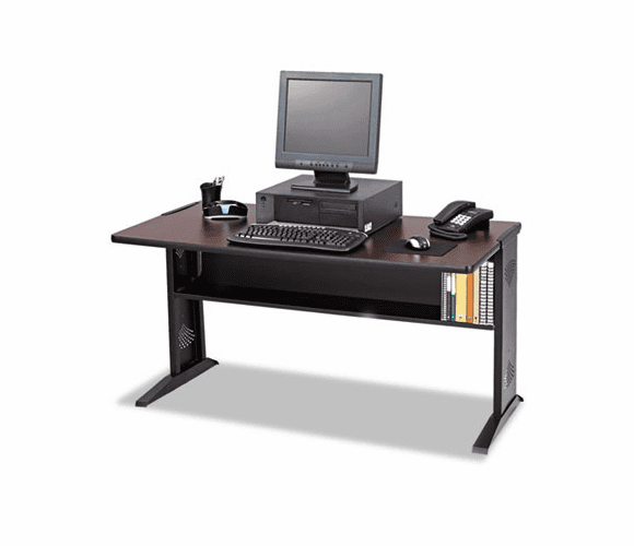 SAF1931 Computer Desk W/ Reversible Top, 48w x 28d x 30h, Mahogany/Medium Oak/Black By SAFCO PRODUCTS