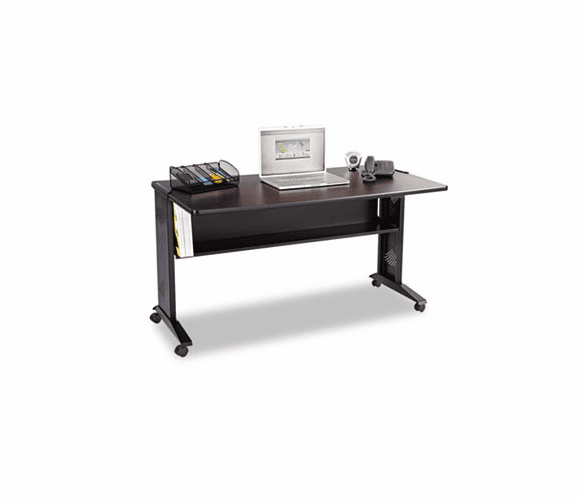 SAF1933 Mobile Computer Desk W/ Reversible Top, 54 x 28 x 30, Mahogany/Medium Oak/Black By SAFCO PRODUCTS